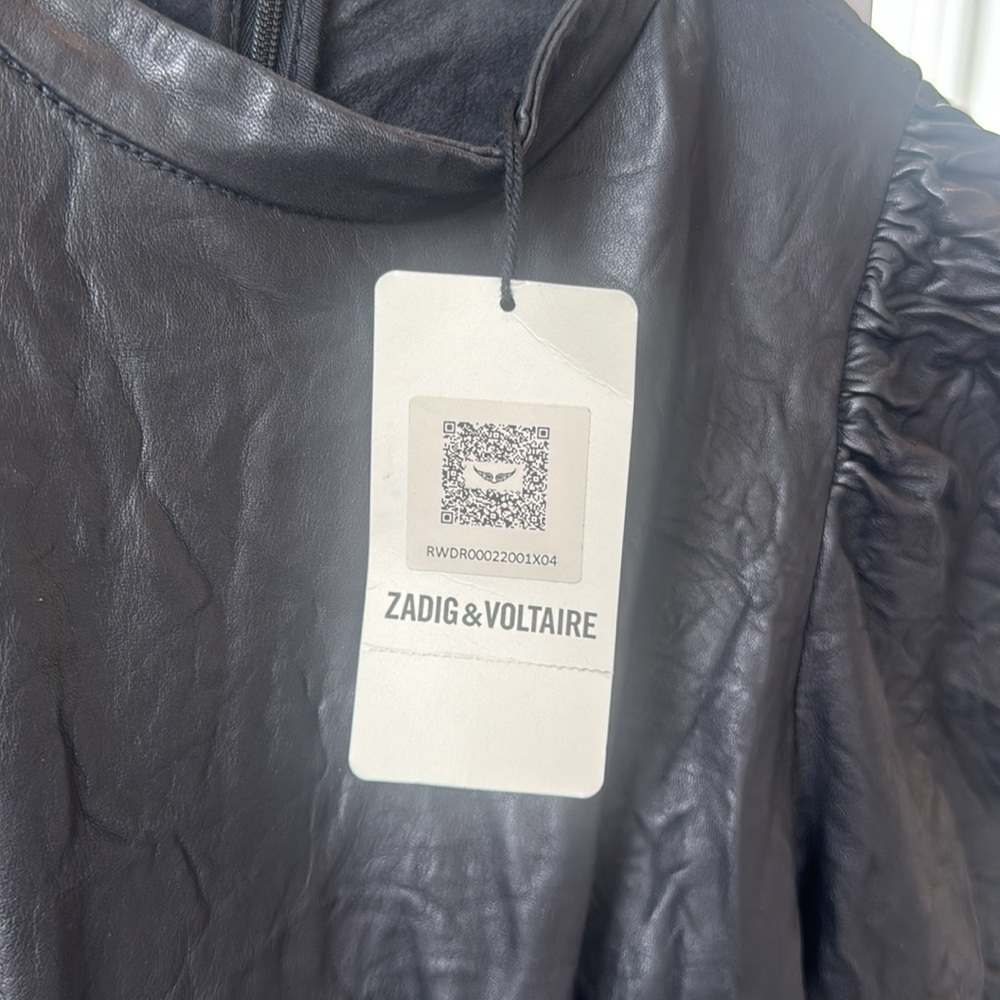 Zadig & Voltaire Rixe Lambskin Leather Mini Dress M NWT Flaw - Picture 8 of 12